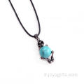 Pendentif crâne en alliage d&#39;argent avec boule turquoise naturelle